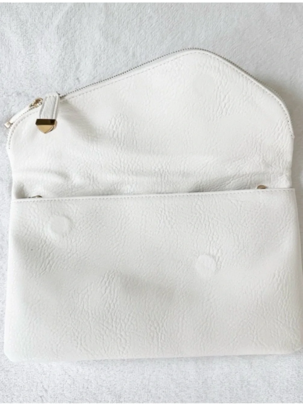 White Envelope Clutch with Gold Chain Strap